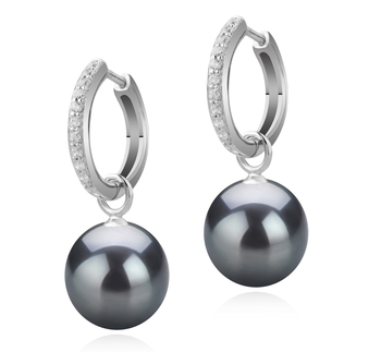 Rosalind Noir 10-11mm AAA-qualité de Tahiti 925/1000 Argent-Boucles d'oreilles en perles