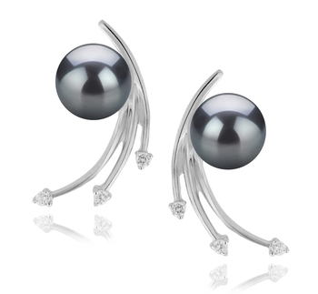 Rosie Noir 6-7mm AA-qualité Akoya du Japon 925/1000 Argent-Boucles d'oreilles en perles