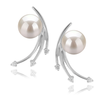 Rosie Blanc 6-7mm AA-qualité Akoya du Japon 925/1000 Argent-Boucles d'oreilles en perles