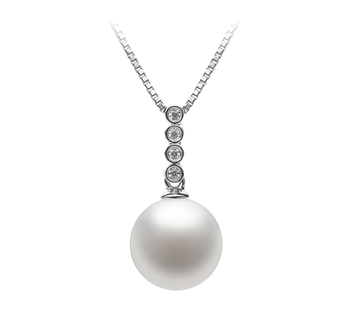 Ross Blanc 10-11mm AAAA-qualité perles d'eau douce 925/1000 Argent-pendentif en perles