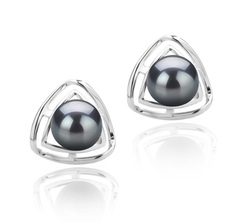 Rowan Noir 6-7mm AAAA-qualité perles d'eau douce 925/1000 Argent-Boucles d'oreilles en perles