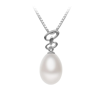 Rylie Blanc 10-11mm AA - Drop-qualité perles d'eau douce 925/1000 Argent-pendentif en perles