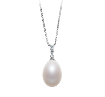 Salina Blanc 10-11mm AA - Drop-qualité perles d'eau douce 925/1000 Argent-pendentif en perles