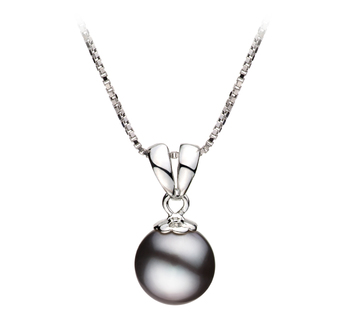 Sally Noir 9-10mm AA-qualité perles d'eau douce 925/1000 Argent-pendentif en perles