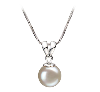 Sally Blanc 9-10mm AA-qualité perles d'eau douce 925/1000 Argent-pendentif en perles