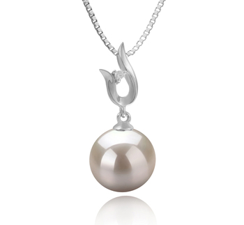 Samantha Blanc 9-10mm AAAA-qualité perles d'eau douce 925/1000 Argent-pendentif en perles