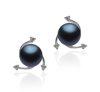 Selene Noir 7-8mm AA-qualité perles d'eau douce 925/1000 Argent-Boucles d'oreilles en perles