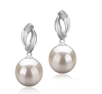 Franck Blanc 9-10mm AAAA-qualité perles d'eau douce 925/1000 Argent-Boucles d'oreilles en perles