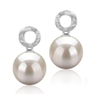 Shellry Blanc 9-10mm AAAA-qualité perles d'eau douce 925/1000 Argent-Boucles d'oreilles en perles