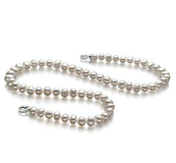 Sinead Blanc 8-9mm A-qualité perles d'eau douce 925/1000 Argent-Collier de perles