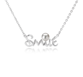 Smile Blanc 5-6mm AAAA-qualité perles d'eau douce 925/1000 Argent-Collier de perles