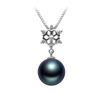 Neige Noir 10-11mm AAA-qualité de Tahiti 925/1000 Argent-pendentif en perles