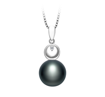 Sonia Noir 9-10mm AA-qualité perles d'eau douce 925/1000 Argent-pendentif en perles