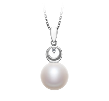 Sonia Blanc 9-10mm AA-qualité perles d'eau douce 925/1000 Argent-pendentif en perles