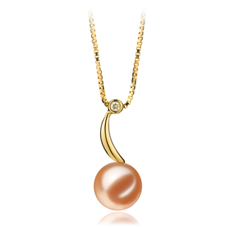 Sora Rose 9-10mm AAAA-qualité perles d'eau douce 585/1000 Or Jaune-pendentif en perles