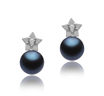 étoile Noir 7-8mm AAAA-qualité perles d'eau douce 925/1000 Argent-Boucles d'oreilles en perles