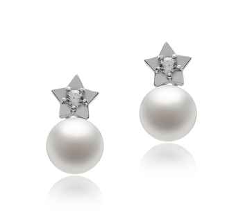 étoile Blanc 7-8mm AAAA-qualité perles d'eau douce 925/1000 Argent-Boucles d'oreilles en perles