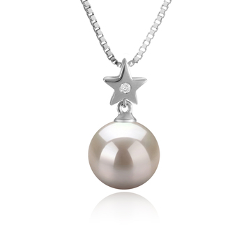 étoile Blanc 9-10mm AAAA-qualité perles d'eau douce 925/1000 Argent-pendentif en perles