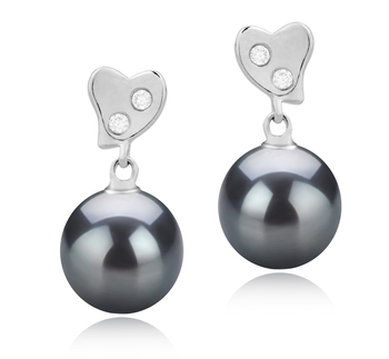 TAIMA Noir 8-9mm AAAA-qualité perles d'eau douce 925/1000 Argent-Boucles d'oreilles en perles