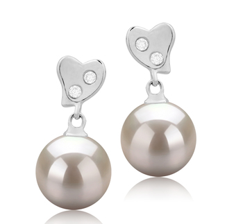 TAIMA Blanc 8-9mm AAAA-qualité perles d'eau douce 925/1000 Argent-Boucles d'oreilles en perles