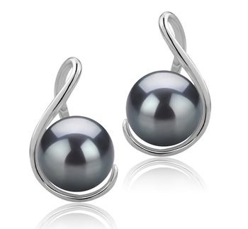 Tamika Noir 6-7mm AAAA-qualité perles d'eau douce 925/1000 Argent-Boucles d'oreilles en perles