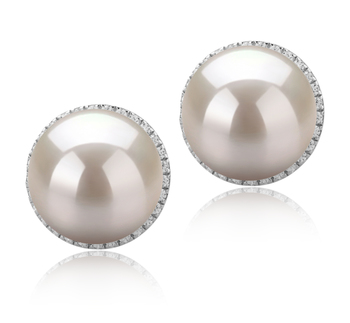 Tammy Blanc 10-11mm AAAA-qualité perles d'eau douce 925/1000 Argent-Boucles d'oreilles en perles
