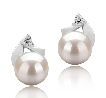 Tanita Blanc 5-6mm AAAA-qualité perles d'eau douce 925/1000 Argent-Boucles d'oreilles en perles