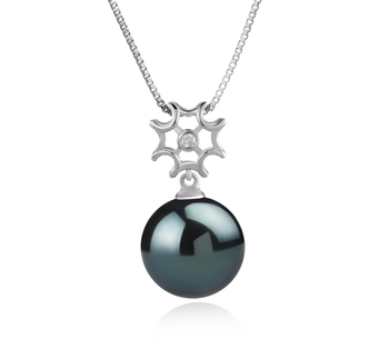Tatiana Noir 11-12mm AAA-qualité de Tahiti 925/1000 Argent-pendentif en perles
