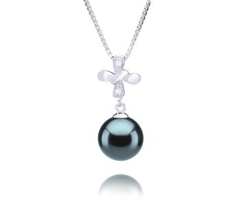 Taylor Noir 9-10mm AAA-qualité de Tahiti 925/1000 Argent-pendentif en perles