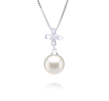 Taylor Blanc 9-10mm AAAA-qualité perles d'eau douce 925/1000 Argent-pendentif en perles