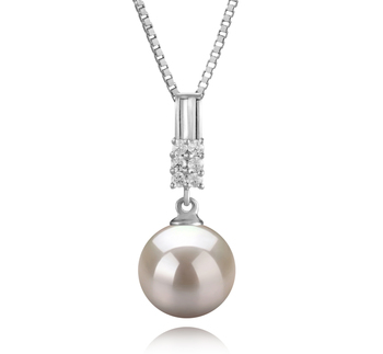 Thelma Blanc 9-10mm AAAA-qualité perles d'eau douce 925/1000 Argent-pendentif en perles