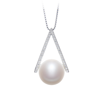 Triangle Blanc 12-13mm AA-qualité perles d'eau douce 925/1000 Argent-pendentif en perles