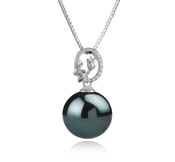 Trish Noir 11-12mm AAA-qualité de Tahiti 925/1000 Argent-pendentif en perles