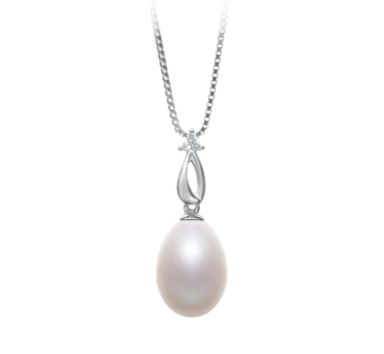 Utina Blanc 10-11mm AA - Drop-qualité perles d'eau douce 925/1000 Argent-pendentif en perles