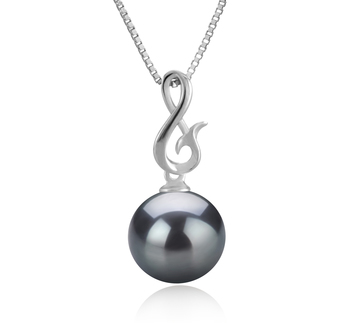 Valena Noir 9-10mm AAA-qualité de Tahiti 925/1000 Argent-pendentif en perles