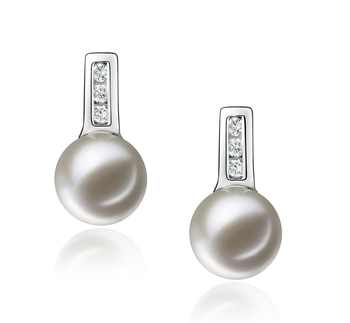 Valery Blanc 7-8mm AAAA-qualité perles d'eau douce 925/1000 Argent-Boucles d'oreilles en perles