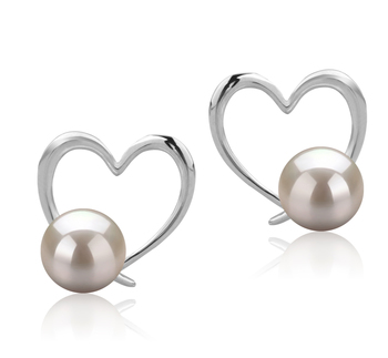 Vanessa Blanc 7-8mm AAAA-qualité perles d'eau douce 925/1000 Argent-Boucles d'oreilles en perles