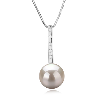 Vanna Blanc 10-11mm AAAA-qualité perles d'eau douce 925/1000 Argent-pendentif en perles