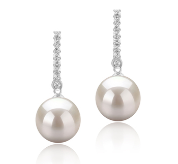 Verna Blanc 10-11mm AAAA-qualité perles d'eau douce 925/1000 Argent-Boucles d'oreilles en perles