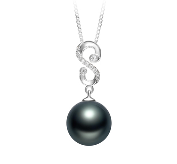 Virginie Noir 10-11mm AAA-qualité de Tahiti 925/1000 Argent-pendentif en perles