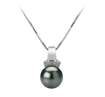 Vivian Noir 8-9mm AAA-qualité de Tahiti 585/1000 Or Blanc-pendentif en perles