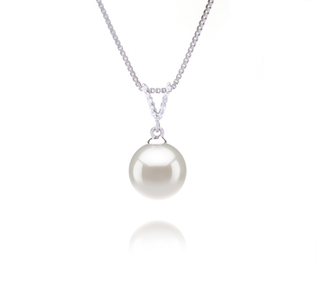Vondra Blanc 9-10mm AAAA-qualité perles d'eau douce 925/1000 Argent-pendentif en perles