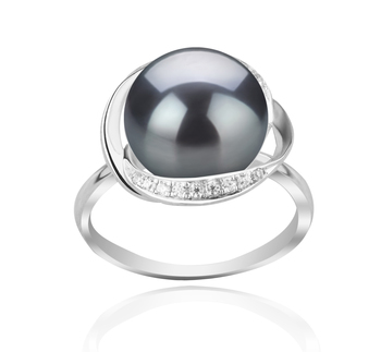 Wendy Noir 11-12mm AAA-qualité perles d'eau douce 925/1000 Argent-Bague perles