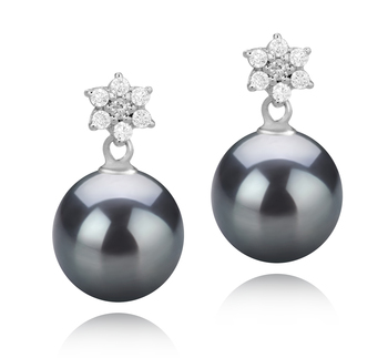 Wilma Noir 8-9mm AAAA-qualité perles d'eau douce 925/1000 Argent-Boucles d'oreilles en perles