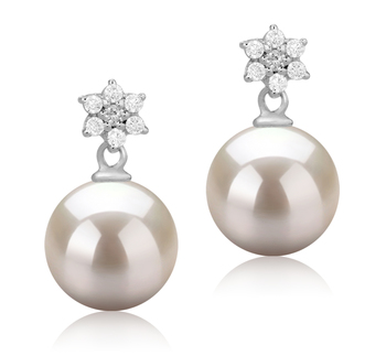 Wilma Blanc 8-9mm AAAA-qualité perles d'eau douce 925/1000 Argent-Boucles d'oreilles en perles