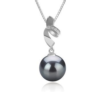 Winola Noir 9-10mm AAA-qualité de Tahiti 925/1000 Argent-pendentif en perles