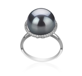 Yanaka Noir 12-13mm AA-qualité de Tahiti 925/1000 Argent-Bague perles