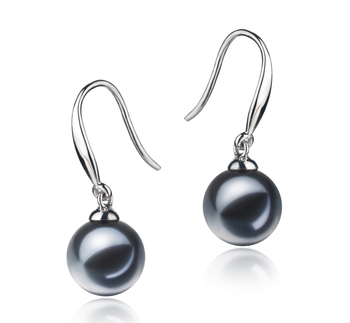 Yoko Noir 7-8mm AAAA-qualité perles d'eau douce 925/1000 Argent-Boucles d'oreilles en perles