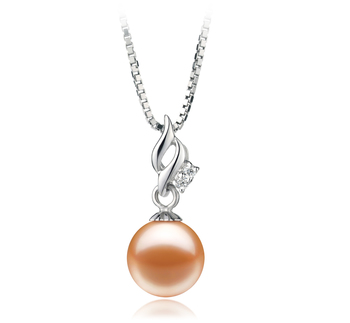 Zalina Rose 7-8mm AAAA-qualité perles d'eau douce 925/1000 Argent-pendentif en perles