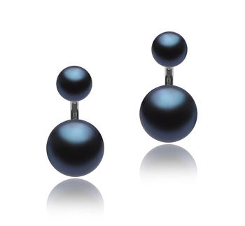 Zelda Noir 6-11mm AAA-qualité perles d'eau douce 925/1000 Argent-Boucles d'oreilles en perles